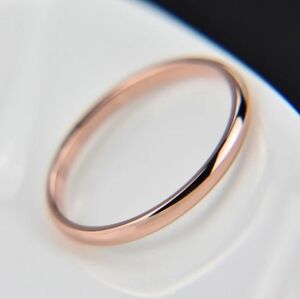 Titanium Steel 2mm Thin Simple Band Rose Gold